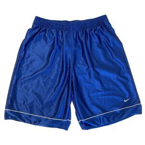 Nike Old School Basketball Athletic Shorts Shiny Blue White Logo Size XL